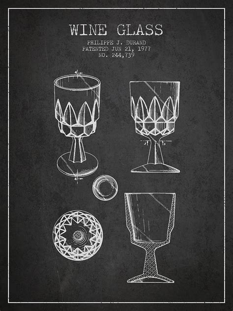 Wine Glass Patent From 1977 Charcoal Digital Art By Aged