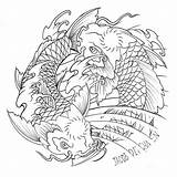 Koi Fish Coloring Pages Yang Tattoo Pisces Ying Yin Drawing Outline Japanese Realistic Designs Drawings Printable Tattoos Color Getdrawings Sleeve sketch template