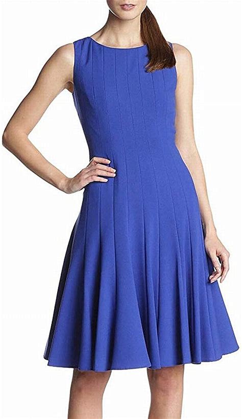 Calvin Klein Women S Sleeveless Solid Fit And Flare Dress Amazon Ca