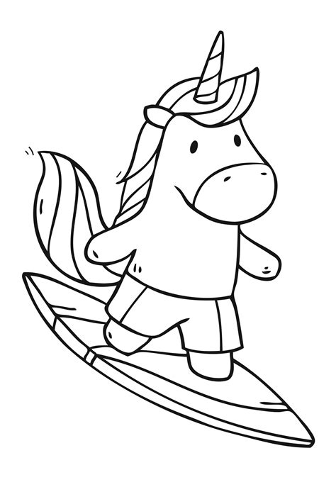 cartoon unicorn surfing   surfboard