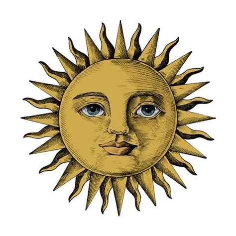 hand drawn sun   face   vector art stock graphics images