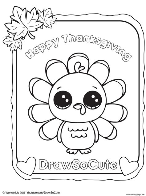 thanksgiving turkey draw  cute coloring page printable