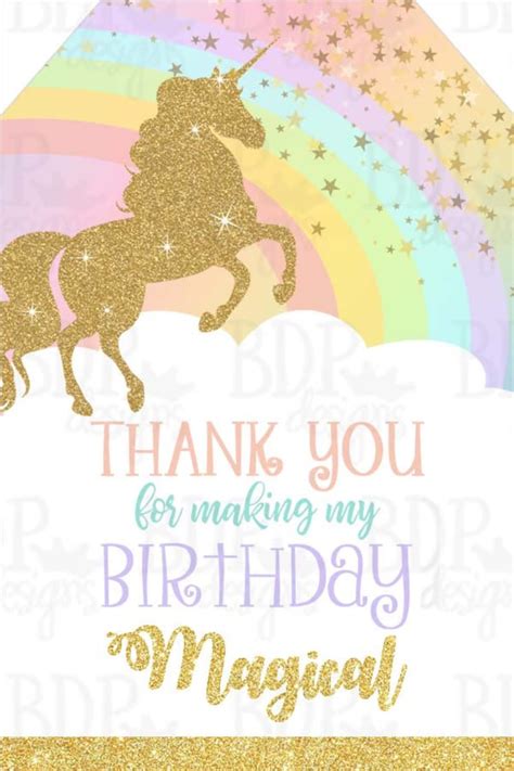 Unicorn Favor Tag Unicorn Party Favor Tag Thank You For Etsy