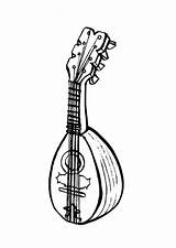 Mandolin Coloring Musical Instruments Objects Pages Drawing Musique Drawings Coloriage Printable sketch template