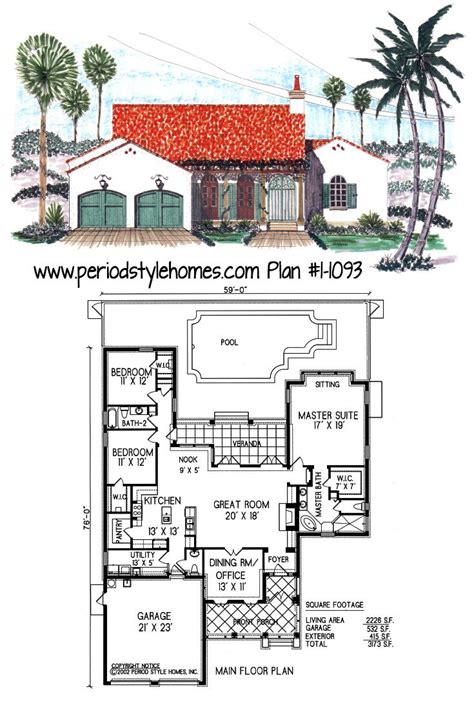 authentic period style spanish colonial house plan full set  plans