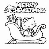 Kitty Hello Christmas Cute Printable Coloring Cat Girls Pages Drawing Santa Color Draw Kids Stuff Pretty Winter Simple Kitten Pencil sketch template