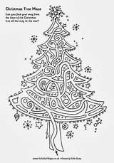 Christmas Mazes Tree Printable Kids Maze Puzzle Puzzles Games Fun Coloring Pages Worksheets Xmas Activities Wordpress sketch template