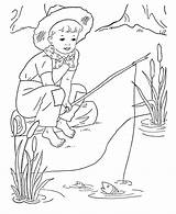 Coloring Boy Pages Fishing Boys Kids Printable Sheets Fish Girl Color Bluebonkers Vintage Children Book Young Colouring Preschool Clipart Activities sketch template