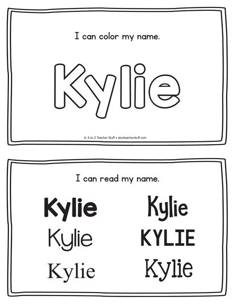 kylie name printables for handwriting practice a to z teacher stuff