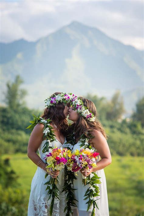 Colorful Kauai Lesbian Destination Wedding Equally Wed Wedding
