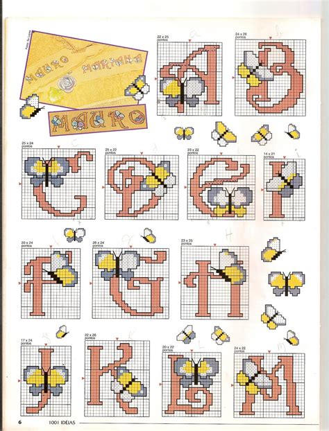 artesanato  arte  amor alfabeto em ponto cruz de borboleta