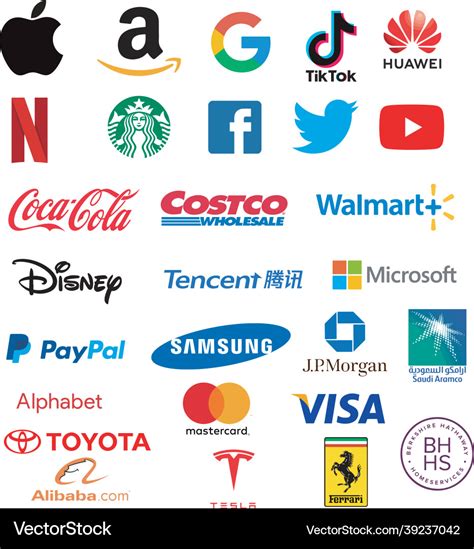 popular companies logos royalty  vector image