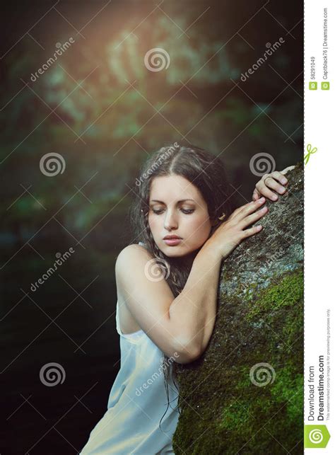 forest nymph posing in a green pond stock image image of fairy dream 58291049