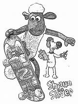 Sheep Shaun Coloring Skateboard Playing Printable Pages Colouring Color Skateboarding sketch template