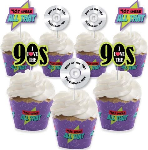 big dot of happiness 90 s throwback cupcake decor 1990s cupcake