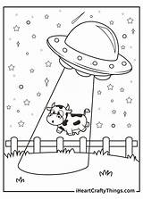 Alien Coloring Pages Ufo Aliens Cow Moon Abducted 2021 sketch template
