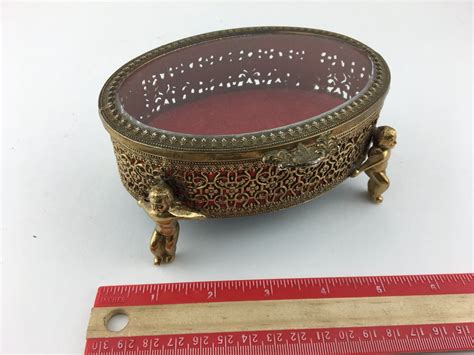 brass trinket box  hinged lid schmalz auctions