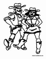 Cowboy Coloring Pages Dancing Colormegood People Cowboys sketch template