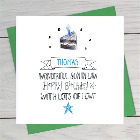 Son In Law Personalised Birthday Card By Claire Sowden Design