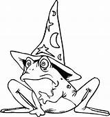 Coloring Pages Fantasy Wizard Frog Kids Color Printable Wizards Medieval Magic Sheet Clipart Cliparts Book Cute Hats Hat Sheets Witches sketch template