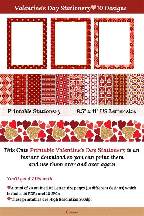 beautiful red  gold unlined valentines stationery   designs