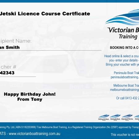 marine radio  gift certificate victorian boat training