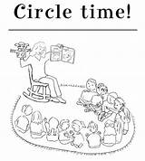 Circle Time Coloring Kindergarten Kids sketch template
