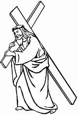 Jezus Kruis Draagt Bezoeken Pasen Christelijke Kleurplaten sketch template