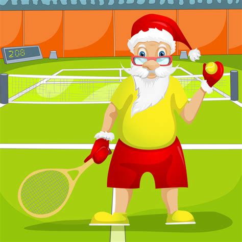 playing tennis santa claus vector