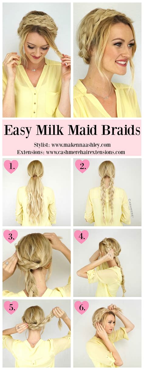Easy Milk Maid Braids Cashmere Hair