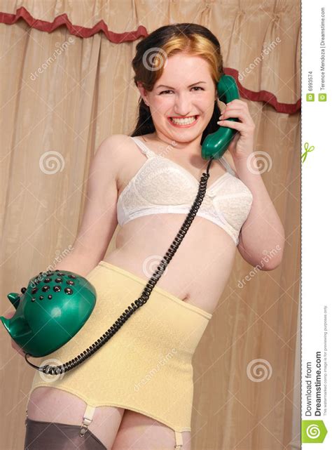 fifties burlesque girl on telephone stock images image