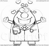 Wanting Hug Veterinarian Chubby Doctor Male Happy Clipart Cartoon Outlined Coloring Vector Cory Thoman sketch template