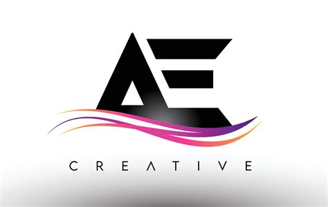 ae logo letter design icon ae letters  colorful creative swoosh lines  vector art