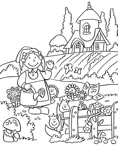 gardening coloring page  kids garden coloring pages coloring