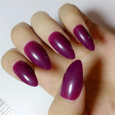 mode druif paars kunstnagels snoep kleur plastic stiletto nagels diy nail art fll cover manicure