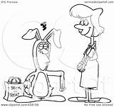 Mother Coloring Son Costume Halloween Admiring Illustration Line Her Rabbit Royalty Clipart Toonaday Rf sketch template