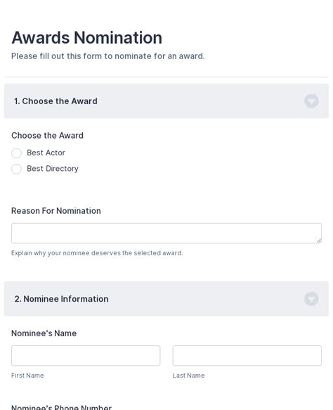 awards nomination form template jotform