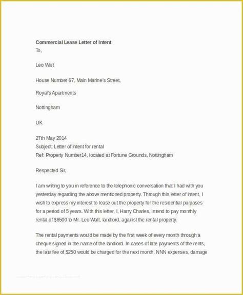 letter  intent  lease template    letter  intent