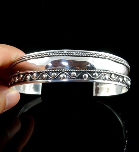 handmade sterling silver cuff bracelet  ladies sterling silver