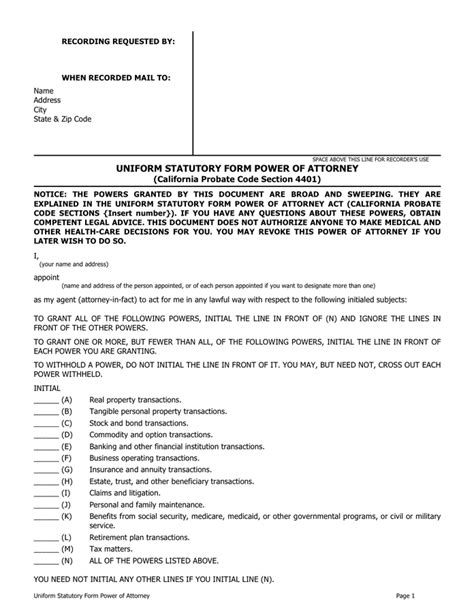 power  attorney california  word   formats