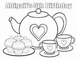 Party Coloring Tea Pages Boston Pajama Birthday 5th Printable Getcolorings Favor Personalized Etsy Col Template sketch template