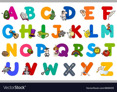 alphabet  objects  kids royalty  vector image