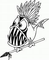 Piranha Fish Coloring Pages Cartoon Funny Clipart Clip Spear Detailed Color Drawing Cliparts Draw Colouring Kids Printable Sheets Book Graphicsfactory sketch template