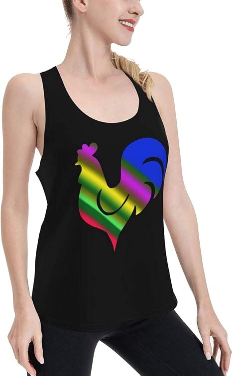 amazoncom rooster chicken workout tops yoga sleeveless garment women sports vest black