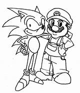 Mario Sonic Coloring Hedgehog Color Kids sketch template