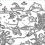 Coloring Pages Ocean Sea Animals Cute Preschool Animal Waves Creature Getcolorings Getdrawings Colorings sketch template