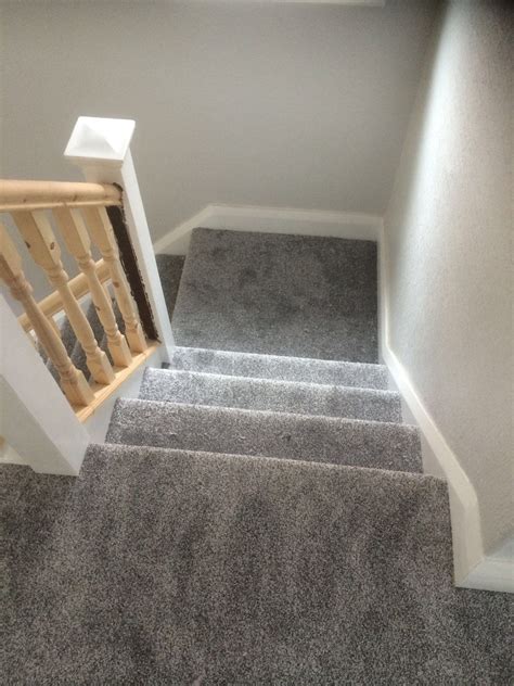 dark grey stairs carpet supplied  fitted    carpets  stockport grey carpet