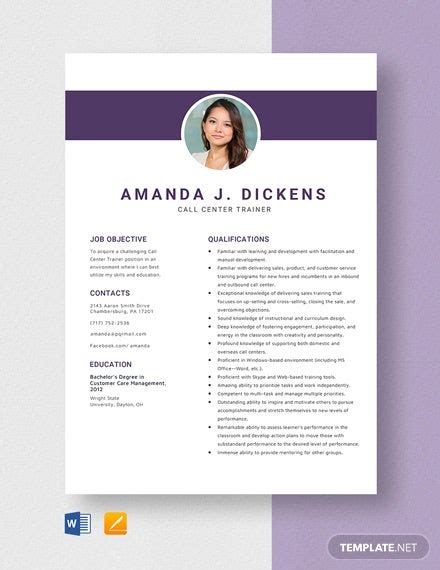 call center resume    word  documents