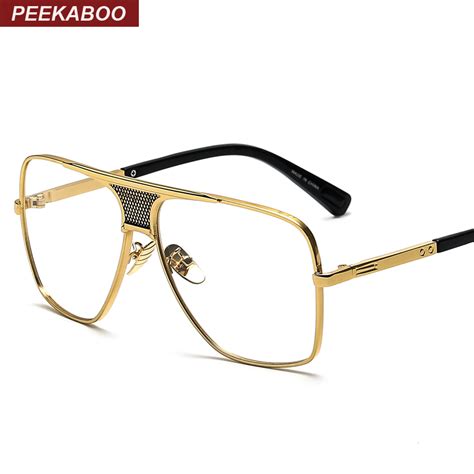 peekaboo luxury eye glasses frames for men 2017 top quality gold metal