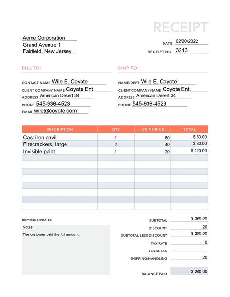 great receipt  payment templates